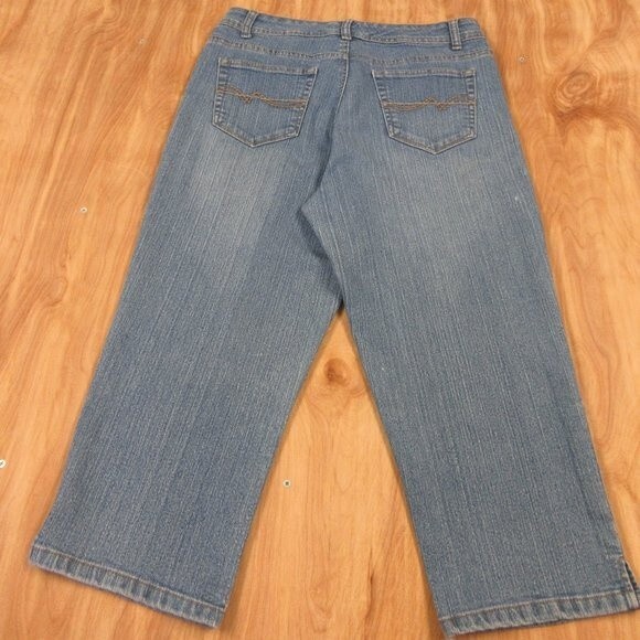 HANNAH Becky Capri Skimmer Jeans Womens Sz 10 Comfort Stretch Denim Bermuda Crop - Picture 2 of 15